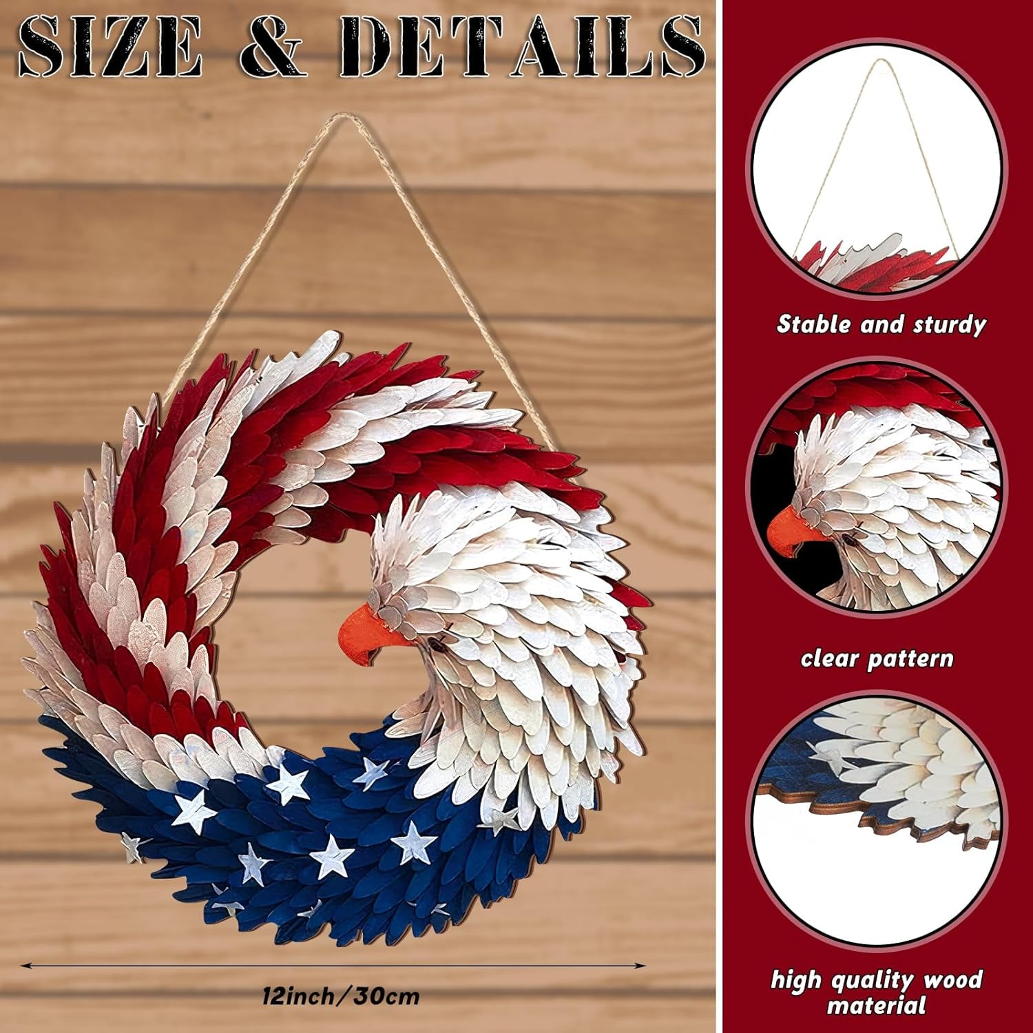 Patriotic Eagle Wreath | 4Th of July Decor | Red White Blue | 12"