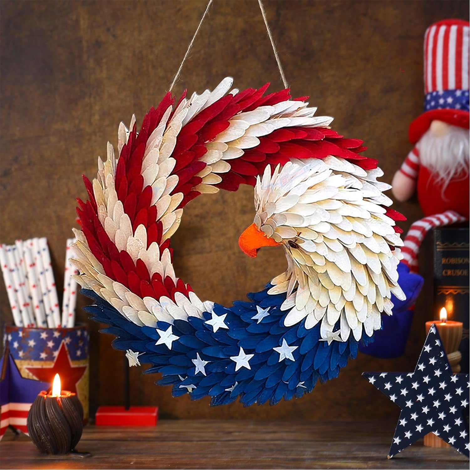 Patriotic Eagle Wreath | 4Th of July Decor | Red White Blue | 12"