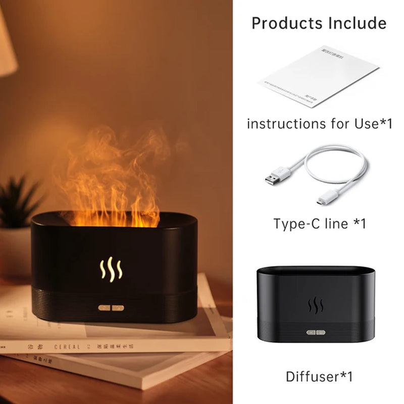 Aroma Diffuser 180ML Air Humidifier Ultrasonic Aromatherapy Cool Mist Maker Essential Oil Flame Lamp Difusors for Home