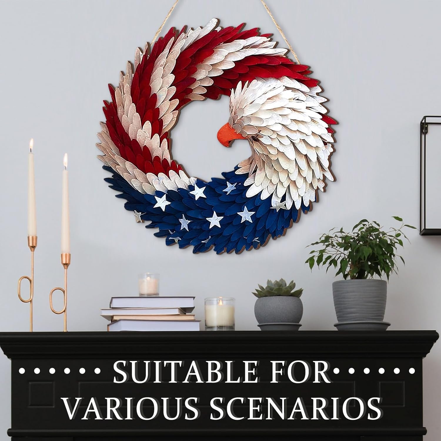 Patriotic Eagle Wreath | 4Th of July Decor | Red White Blue | 12"