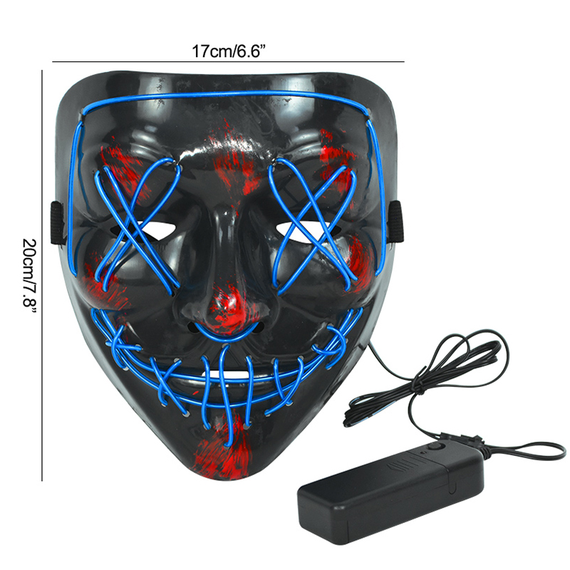 LED Halloween Mask Luminous Glow in the Dark Mascaras Halloween Party Costume Cosplay Masques Horror Props Neon Light Masquerade