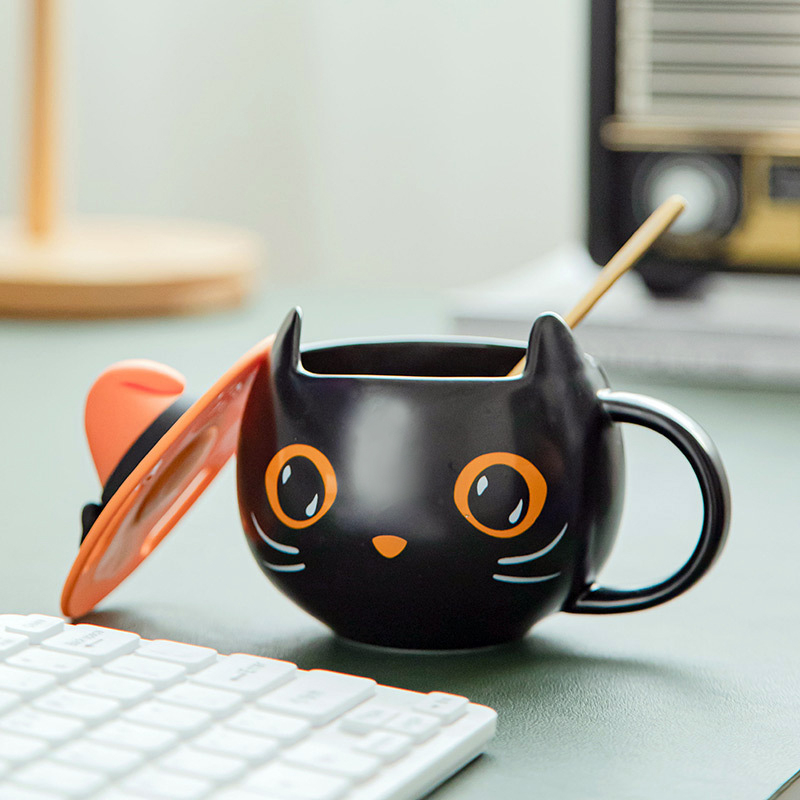 Cute Coffee Mug Limited Tea Cup Edition Mysterious Black Cat Cup